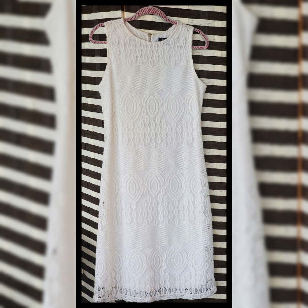 White Macramé Lace Sheath Dress